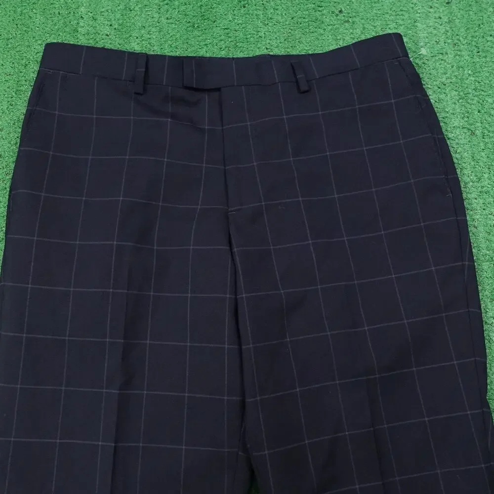 Banana Republic Pants Mens 34x32‎ Blue Plaid Slim Fit Wool Dress Business